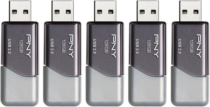 PNY 128GB Turbo Attaché 3 USB 3.0 Flash Drive 5-Pack – Grey, P-FD128X5TBOP-MP, 100MB/s, Light-Weight Durable - Data Storage and Transfer - Image 3